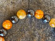 Bracelet Hématite et Agate orange